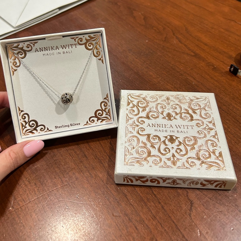 Annika Witt Sterling Silver Floating Scroll Ball Pendant Necklace NWT